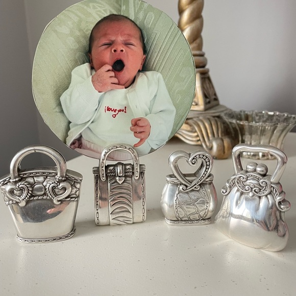 Brighton set of 4 Silver Handbag photo holders with original Brighton tin - Picture 2 of 5